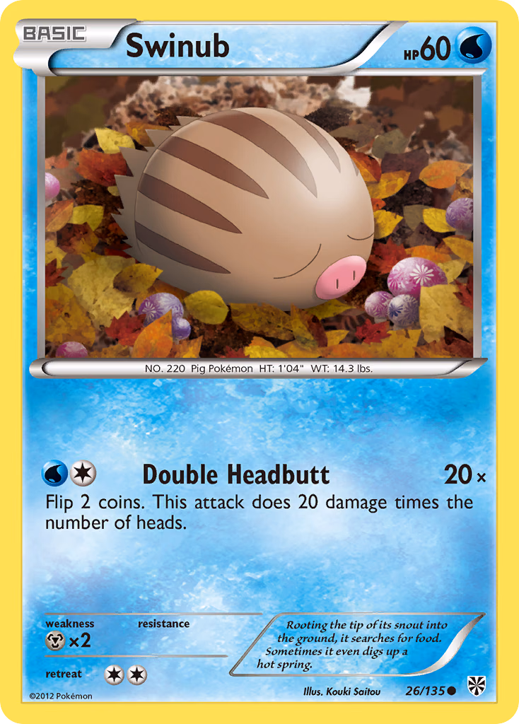 Swinub Pokemon card (26/135, Plasma Storm)