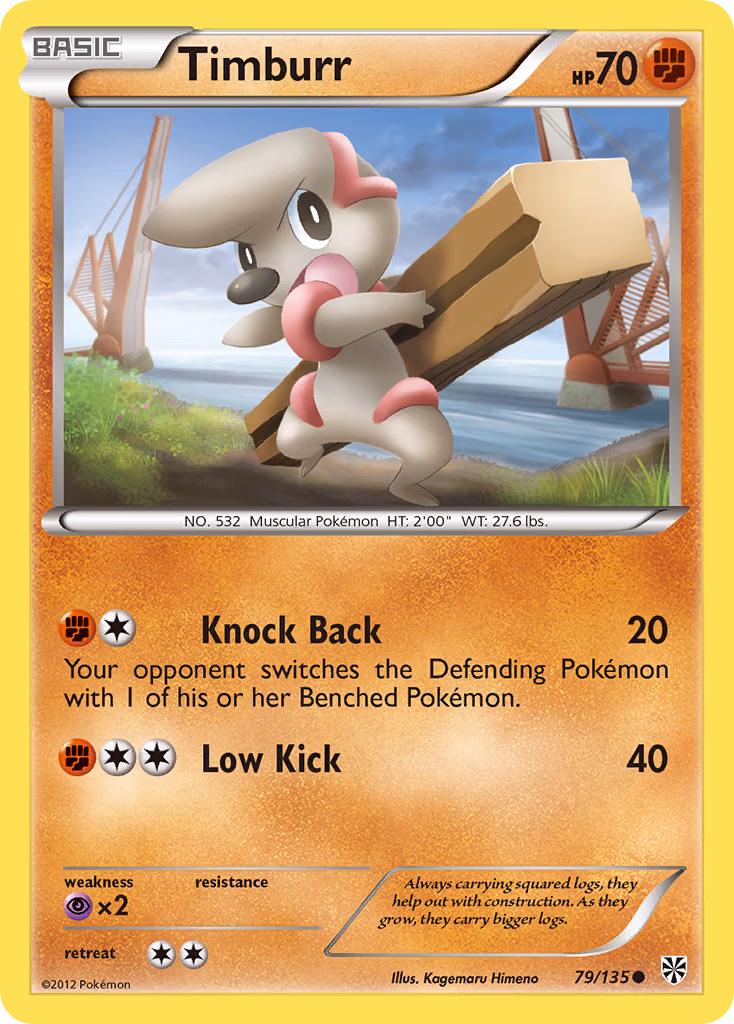Timburr Pokemon card (79/135, Plasma Storm)