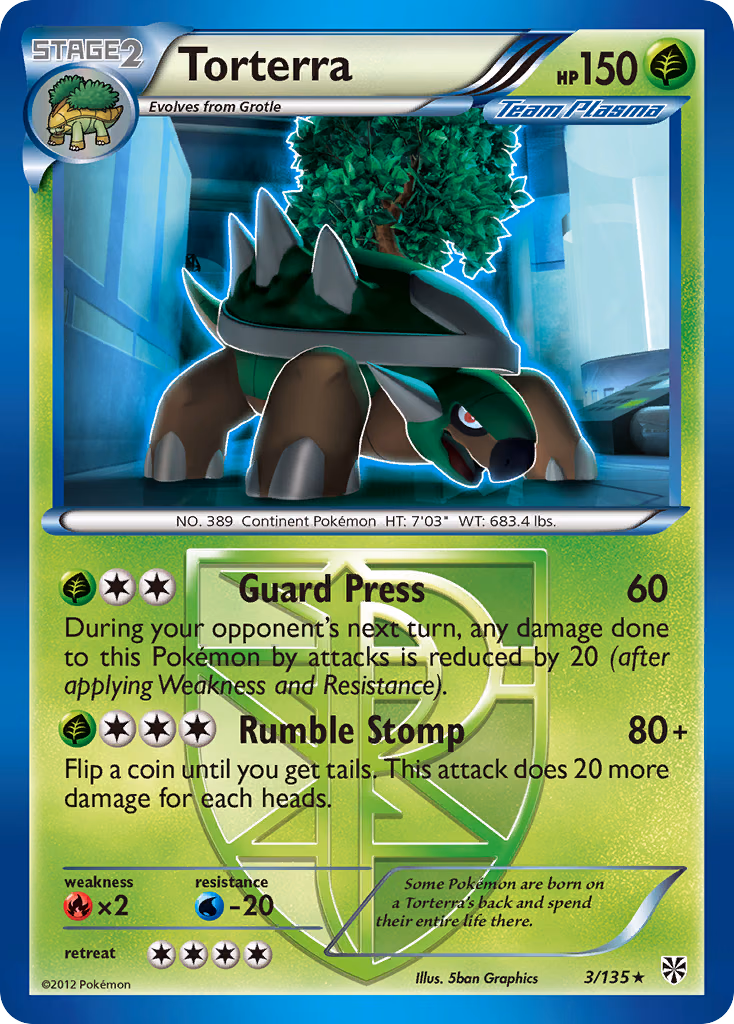 Torterra Pokemon card (3/135, Plasma Storm)
