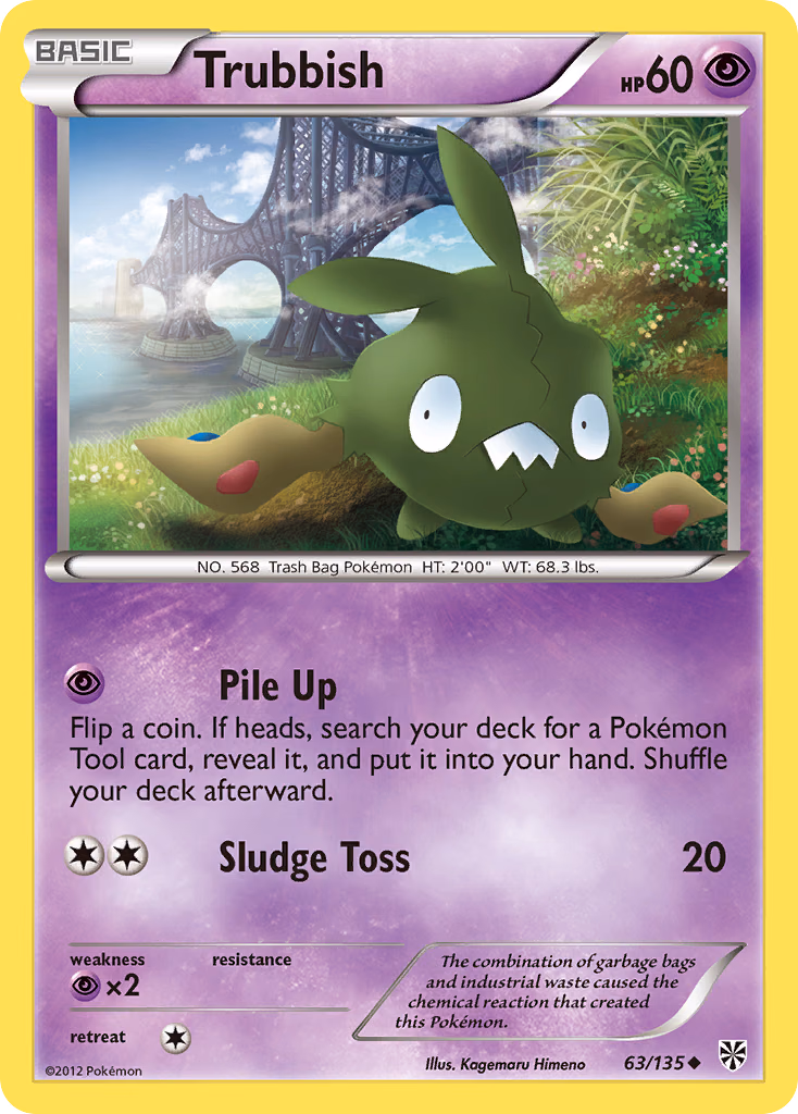 Trubbish Pokemon card (63/135, Plasma Storm)