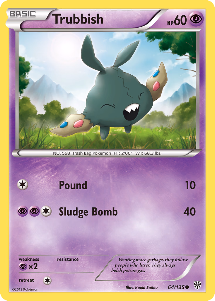 Trubbish Pokemon card (64/135, Plasma Storm)