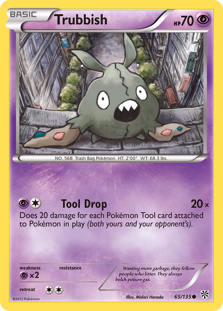 Trubbish Pokemon card (65/135, Plasma Storm)