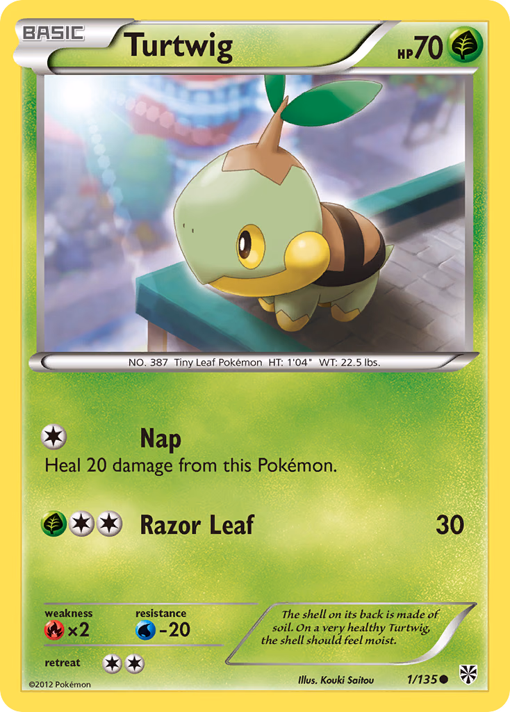 Turtwig Pokemon card (1/135, Plasma Storm)