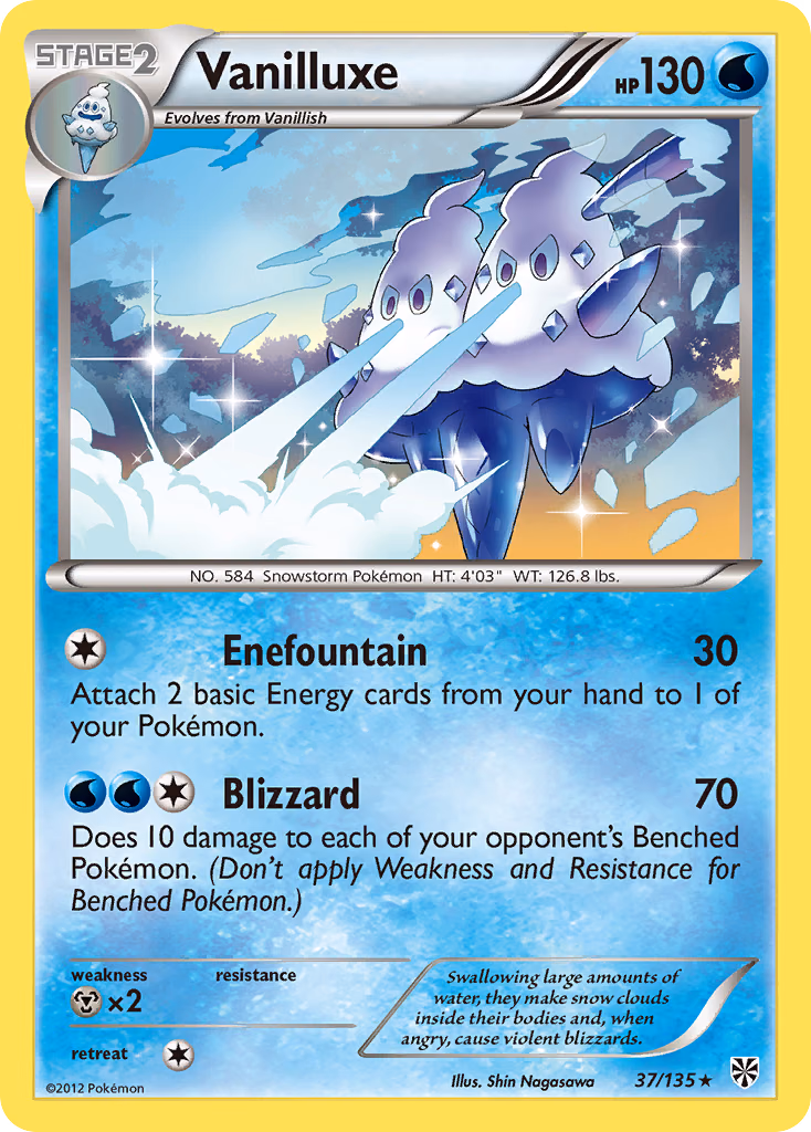 Vanilluxe Pokemon card (37/135, Plasma Storm)