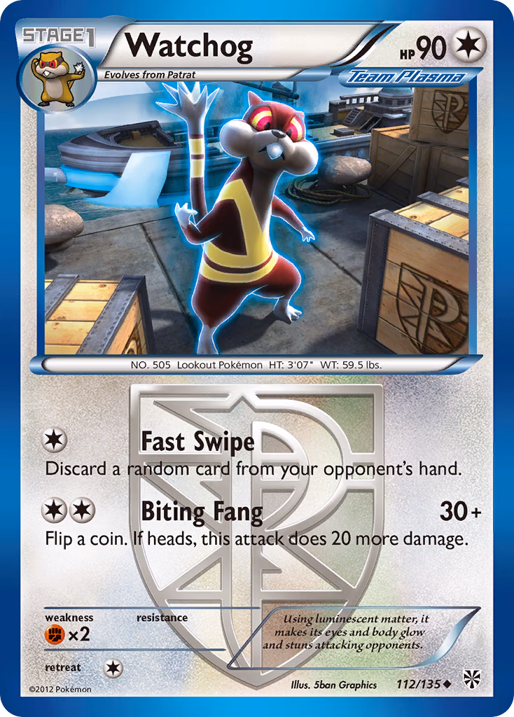Watchog Pokemon card (112/135, Plasma Storm)