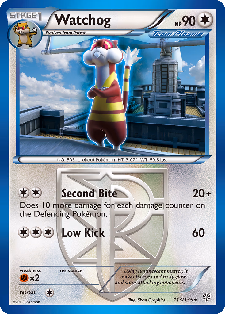 Watchog Pokemon card (113/135, Plasma Storm)