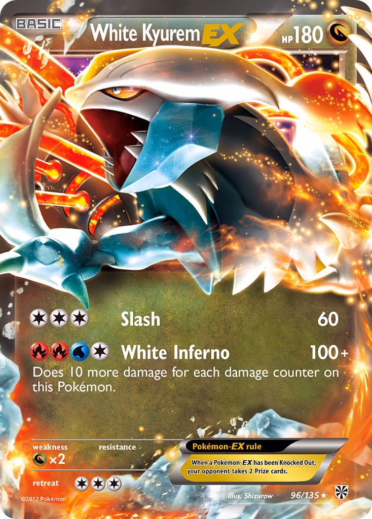 White Kyurem-EX Pokemon card (96/135, Plasma Storm)