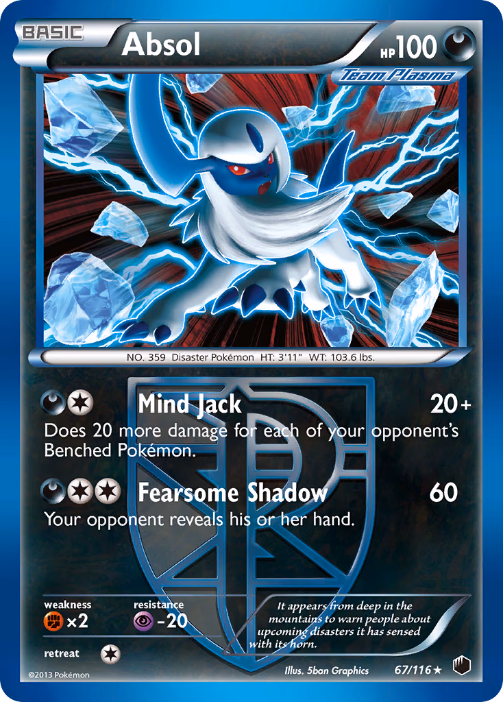 Absol Pokemon card (67/116, Plasma Freeze)