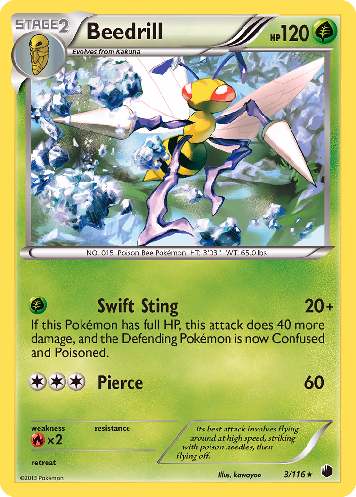Beedrill Pokemon card (3/116, Plasma Freeze)