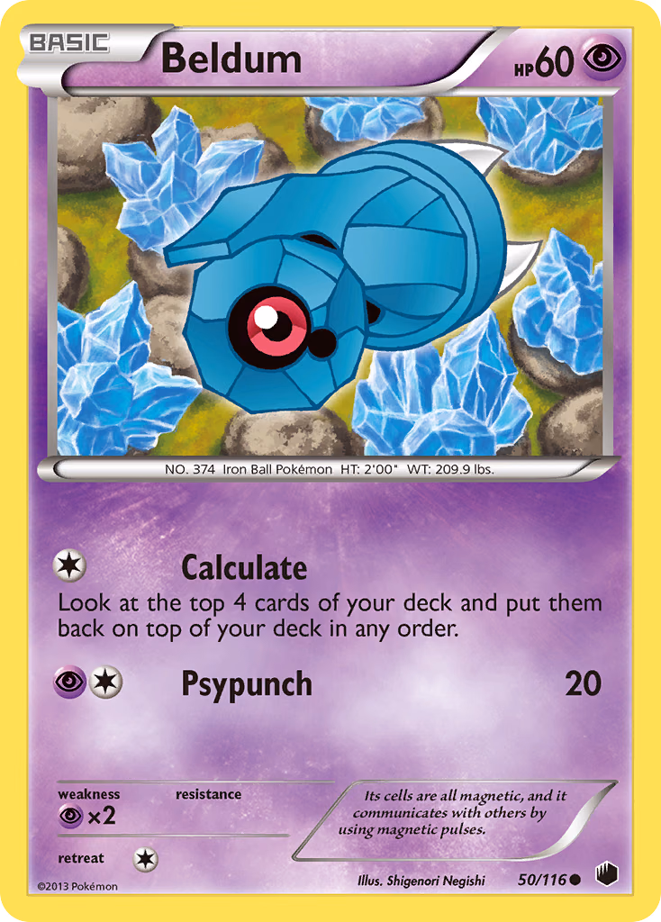 Beldum Pokemon card (50/116, Plasma Freeze)