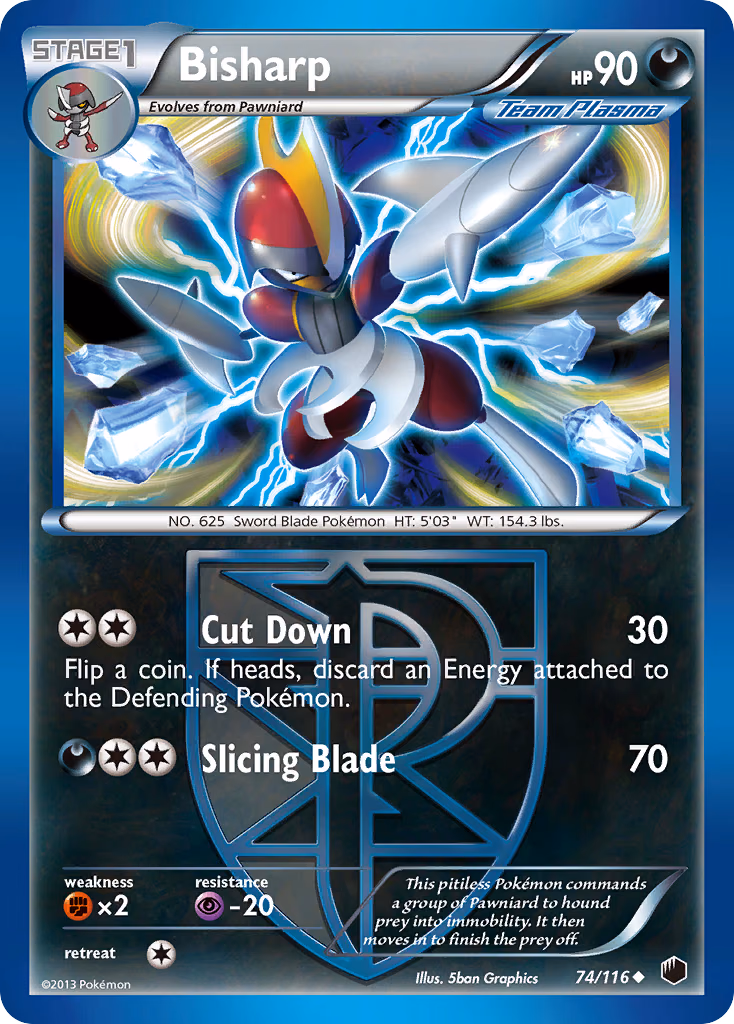 Bisharp Pokemon card (74/116, Plasma Freeze)