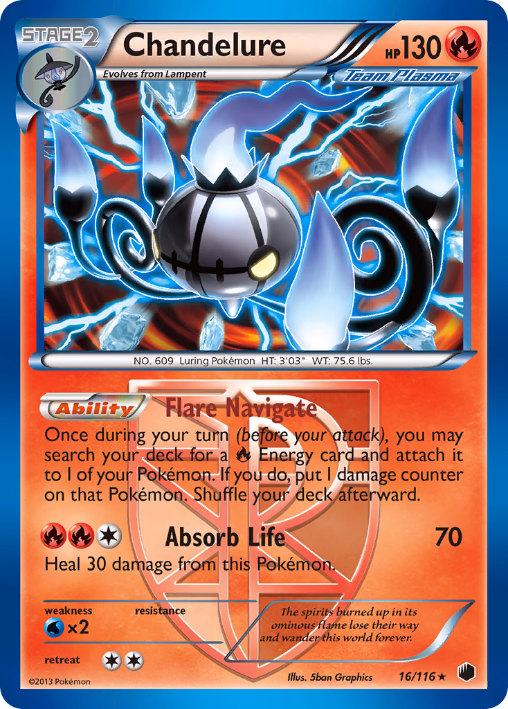 Chandelure Pokemon card (16/116, Plasma Freeze)