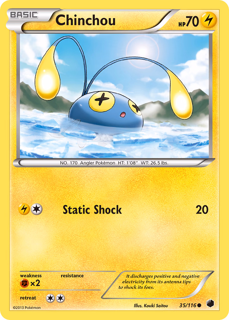 Chinchou Pokemon card (35/116, Plasma Freeze)