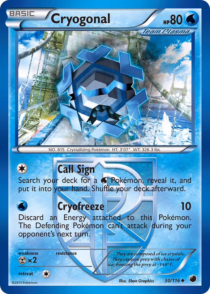 Cryogonal Pokemon card (30/116, Plasma Freeze)