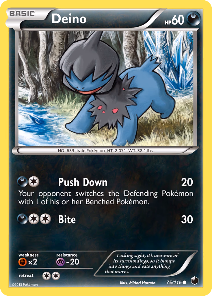 Deino Pokemon card (75/116, Plasma Freeze)
