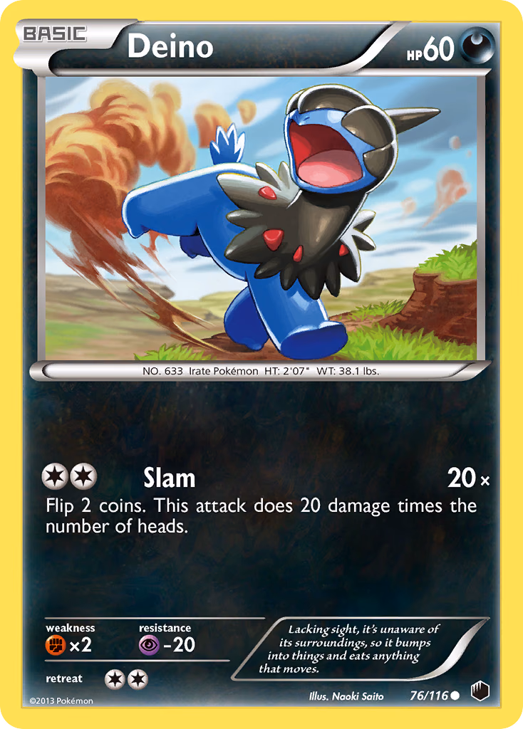 Deino Pokemon card (76/116, Plasma Freeze)