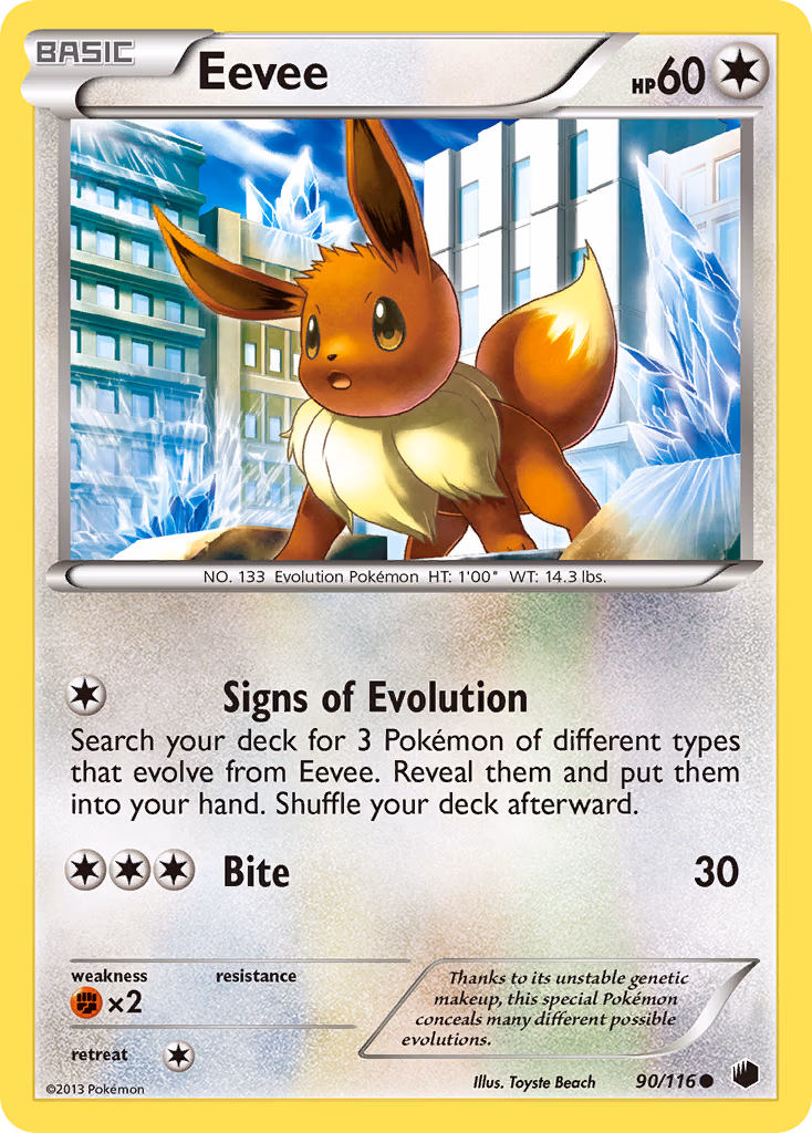 Eevee Pokemon card (90/116, Plasma Freeze)