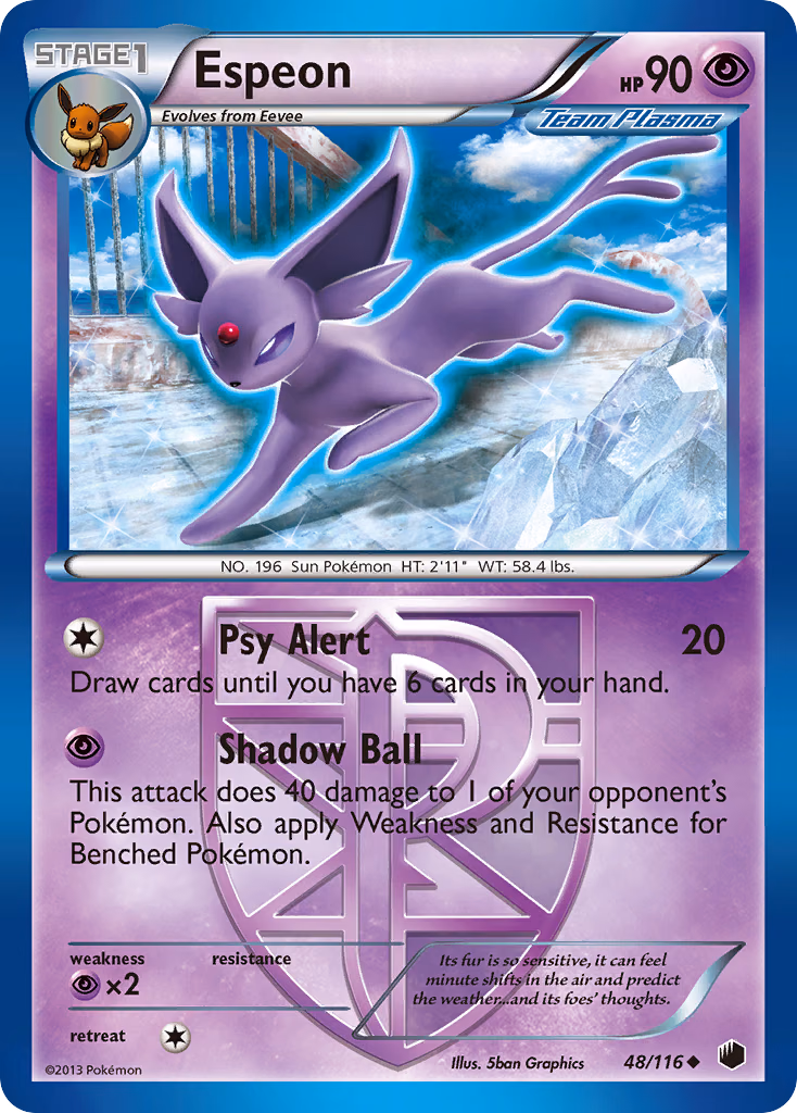 Espeon Pokemon card (48/116, Plasma Freeze)