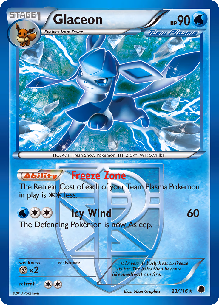 Glaceon Pokemon card (23/116, Plasma Freeze)