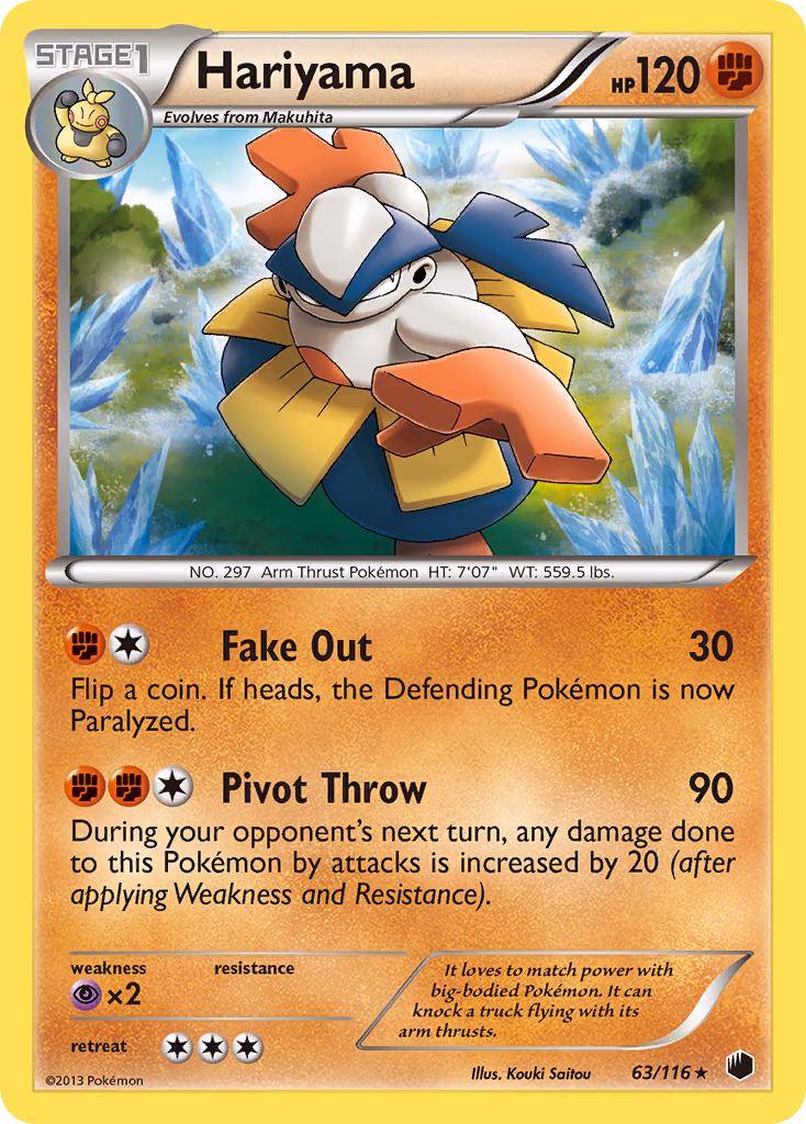 Hariyama Pokemon card (63/116, Plasma Freeze)