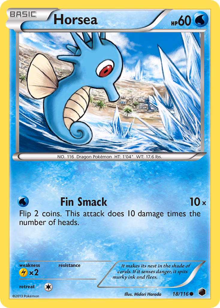 Horsea Pokemon card (18/116, Plasma Freeze)