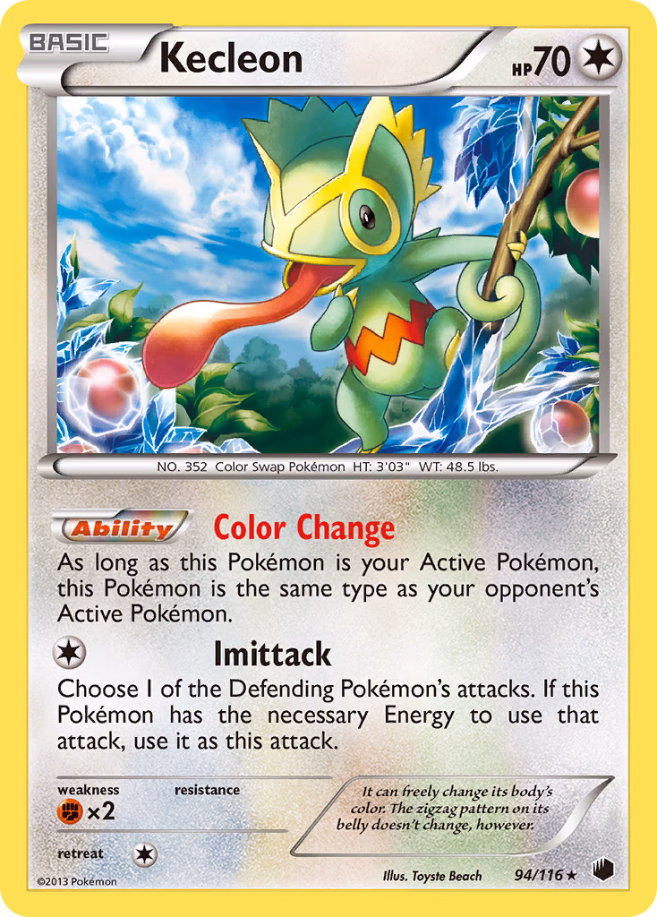 Kecleon Pokemon card (94/116, Plasma Freeze)