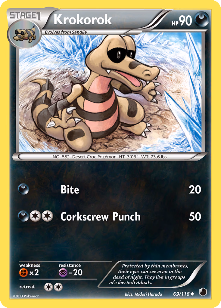 Krokorok Pokemon card (69/116, Plasma Freeze)