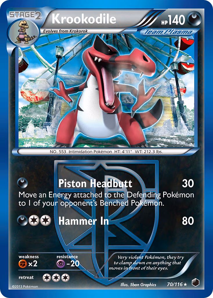 Krookodile Pokemon card (70/116, Plasma Freeze)