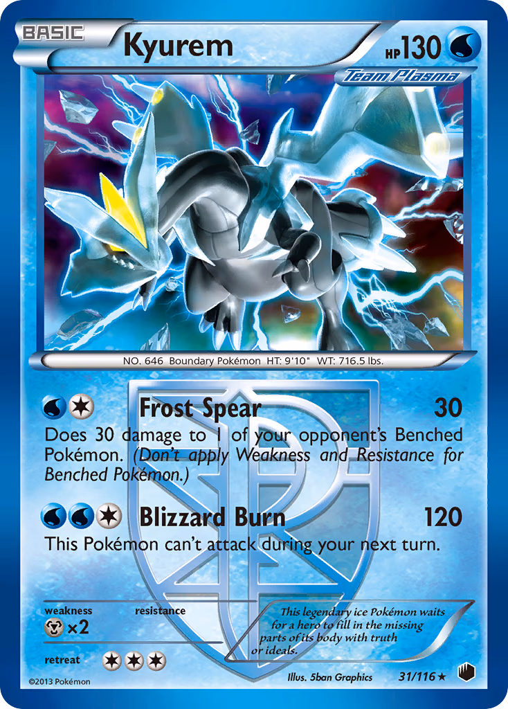 Kyurem Pokemon card (31/116, Plasma Freeze)