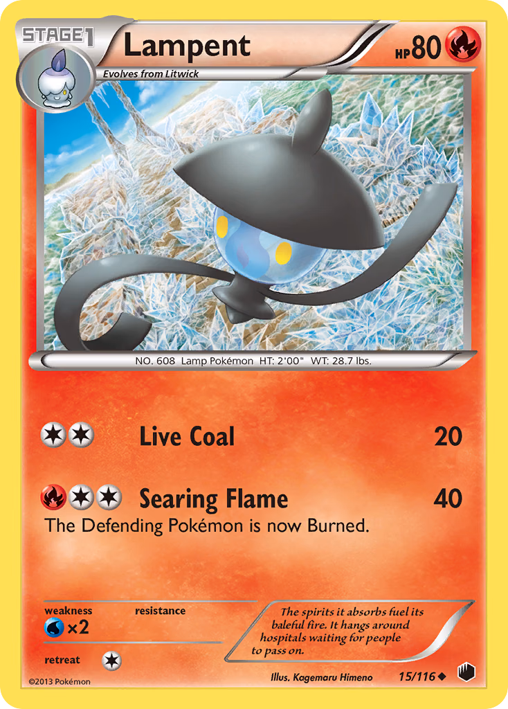 Lampent Pokemon card (15/116, Plasma Freeze)