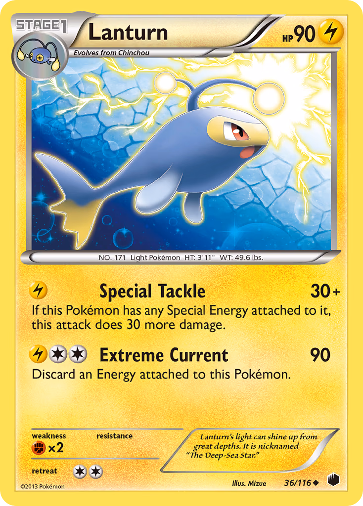 Lanturn Pokemon card (36/116, Plasma Freeze)