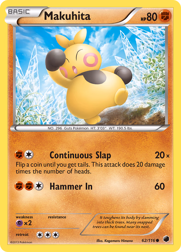 Makuhita Pokemon card (62/116, Plasma Freeze)