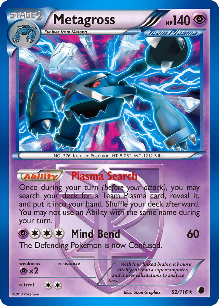 Metagross Pokemon card (52/116, Plasma Freeze)