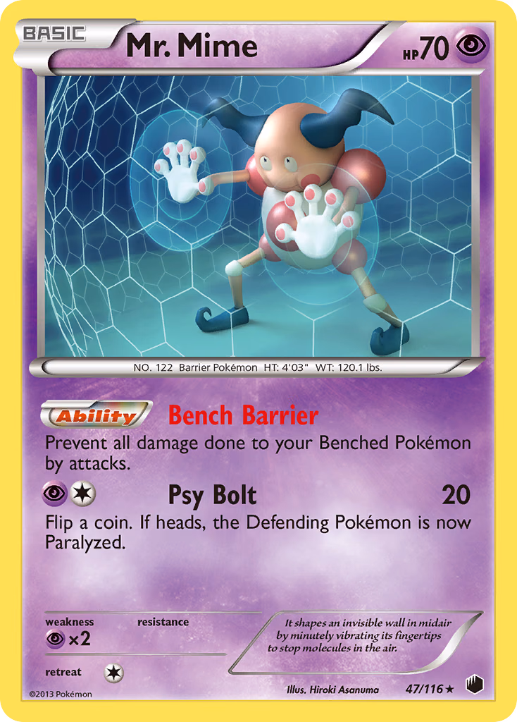 Mr. Mime Pokemon card (47/116, Plasma Freeze)