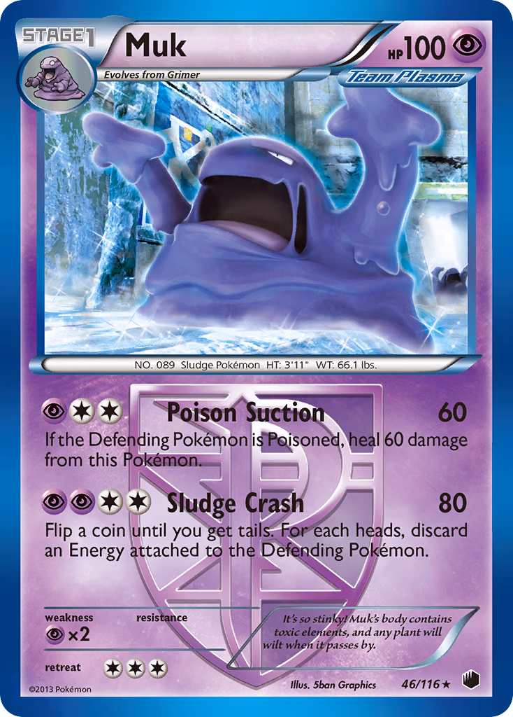 Muk Pokemon card (46/116, Plasma Freeze)