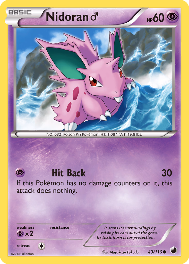 Nidoran ♂ Pokemon card (43/116, Plasma Freeze)