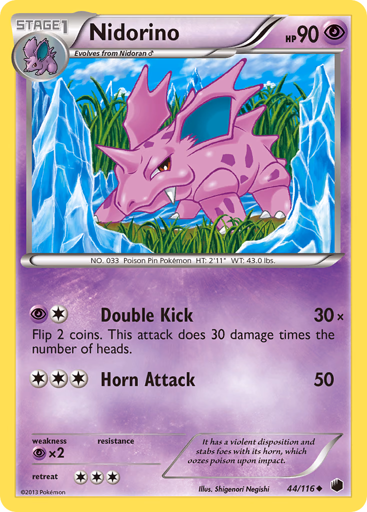 Nidorino Pokemon card (44/116, Plasma Freeze)