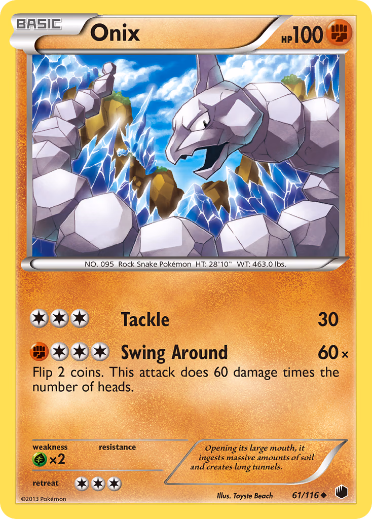 Onix Pokemon card (61/116, Plasma Freeze)