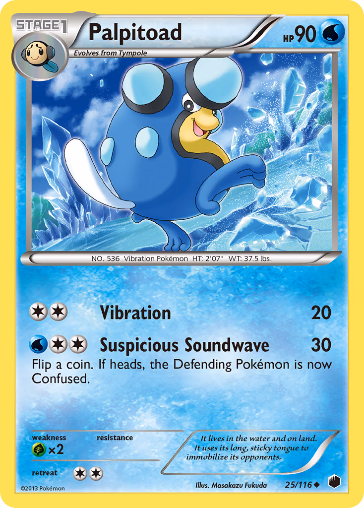 Palpitoad Pokemon card (25/116, Plasma Freeze)