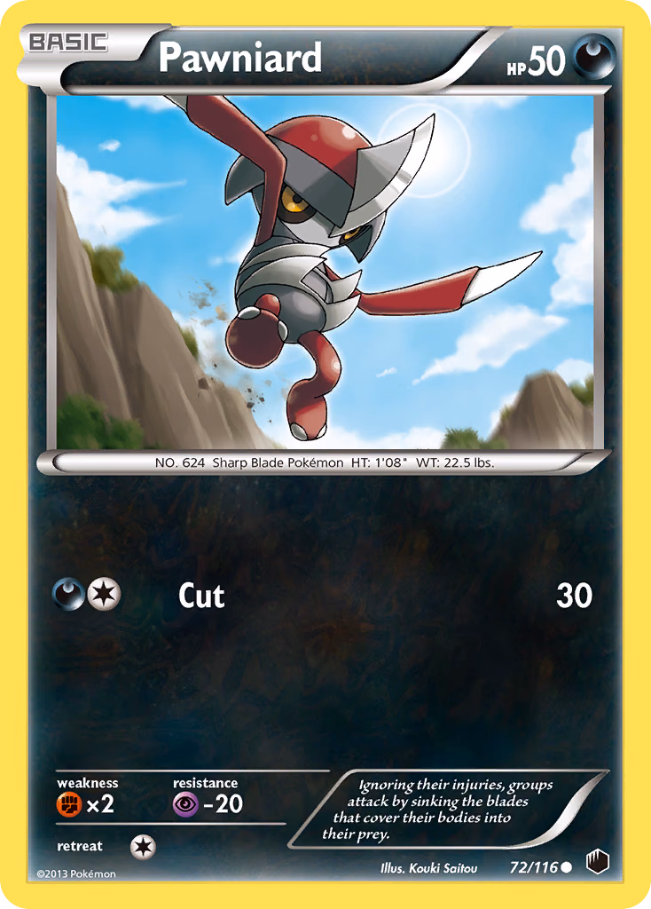 Pawniard Pokemon card (72/116, Plasma Freeze)