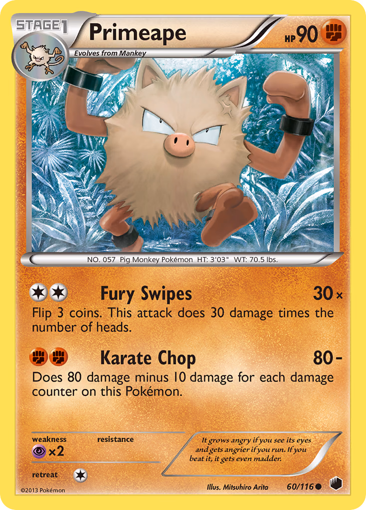 Primeape Pokemon card (60/116, Plasma Freeze)