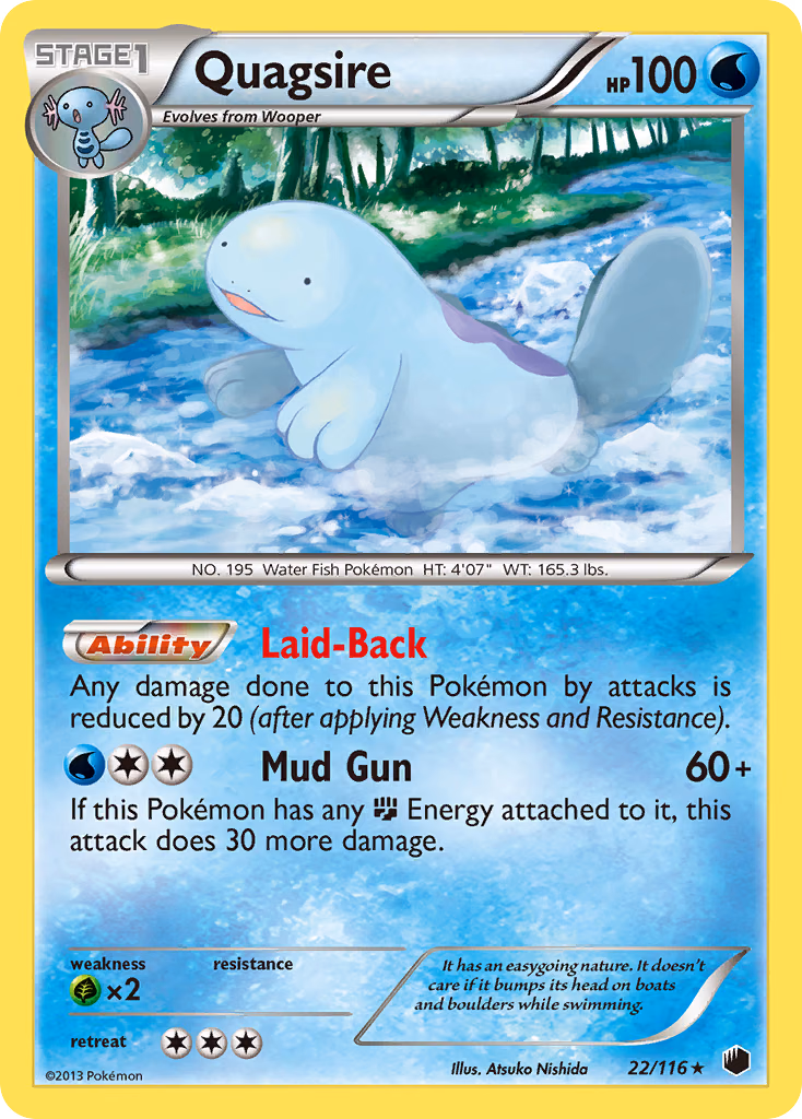 Quagsire Pokemon card (22/116, Plasma Freeze)