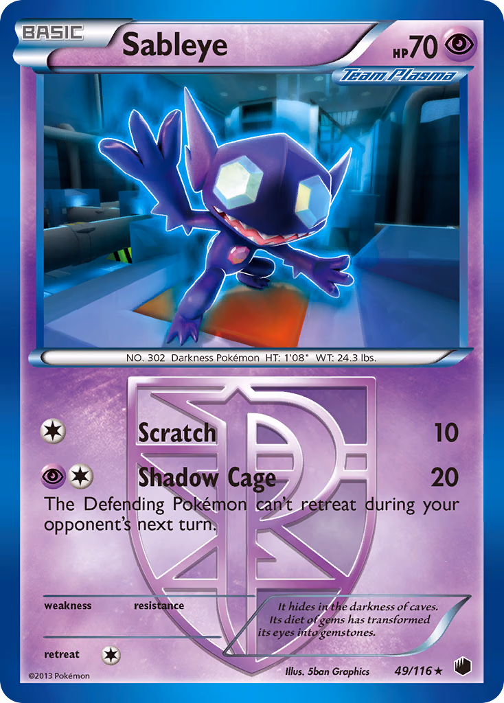 Sableye Pokemon card (49/116, Plasma Freeze)