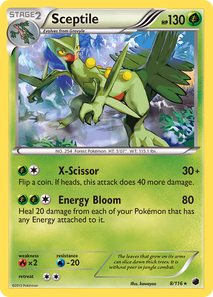 Sceptile Pokemon card (8/116, Plasma Freeze)