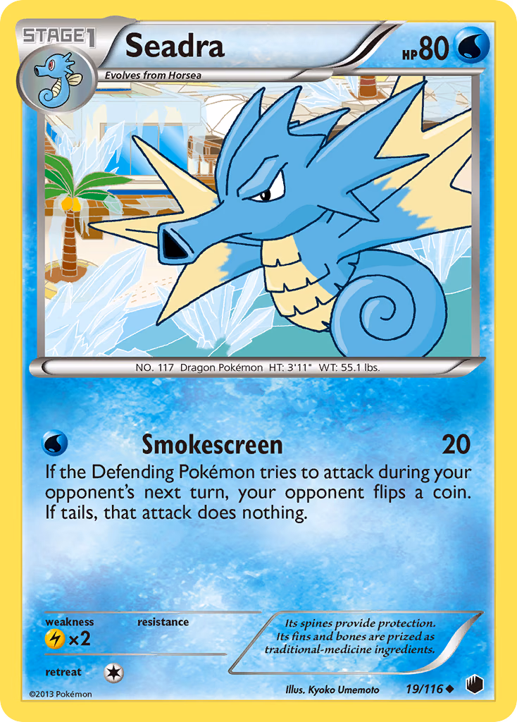 Seadra Pokemon card (19/116, Plasma Freeze)