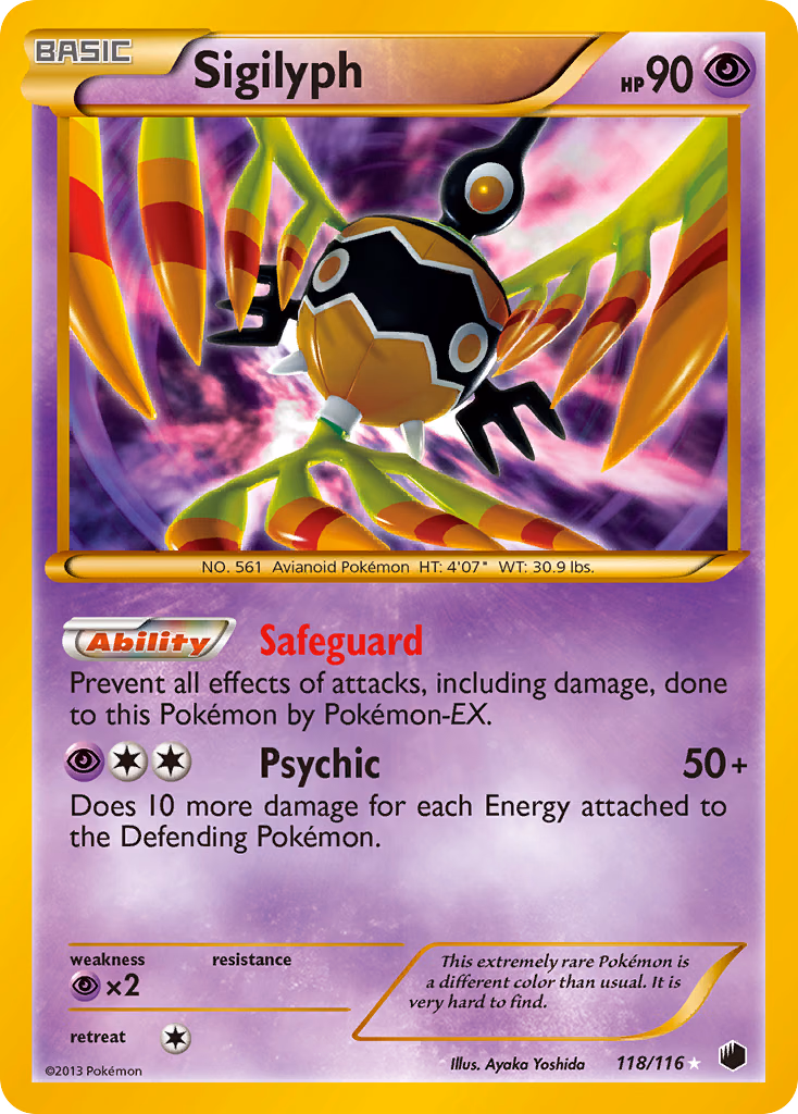 Sigilyph Pokemon card (118/116, Plasma Freeze)