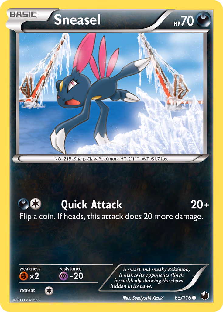 Sneasel Pokemon card (65/116, Plasma Freeze)