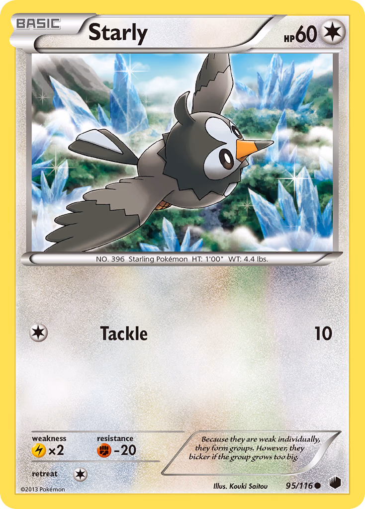 Starly Pokemon card (95/116, Plasma Freeze)