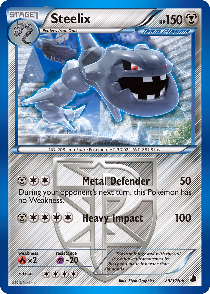Steelix Pokemon card (79/116, Plasma Freeze)