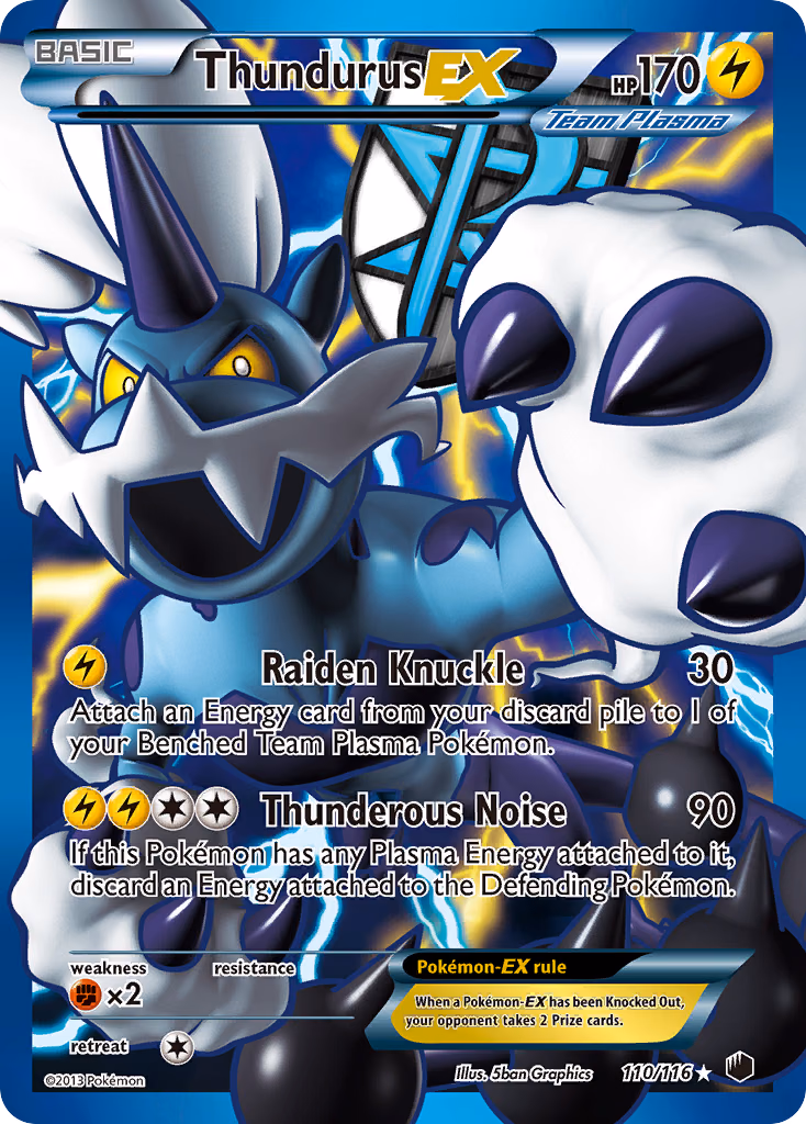 Thundurus-EX Pokemon card (110/116, Plasma Freeze)
